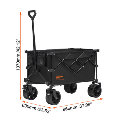 Collapsible Folding Wagon Beach Wagon Cart with All-Terrain Wheels Drink Holders Sports Wagon for Camping Shopping