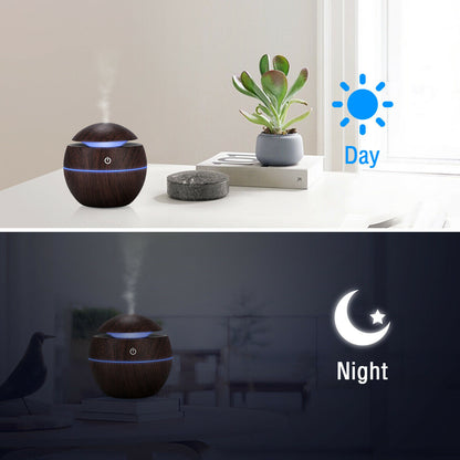 USB Aroma Humidifier Essential Oil Diffuser Ultrasonic Cool Mist Humidifier Air Humificador with 7 Color Change Air Humidifier Aroma Diffuser Essential Oil Humidifier Mist Maker Aromatherapy Wood