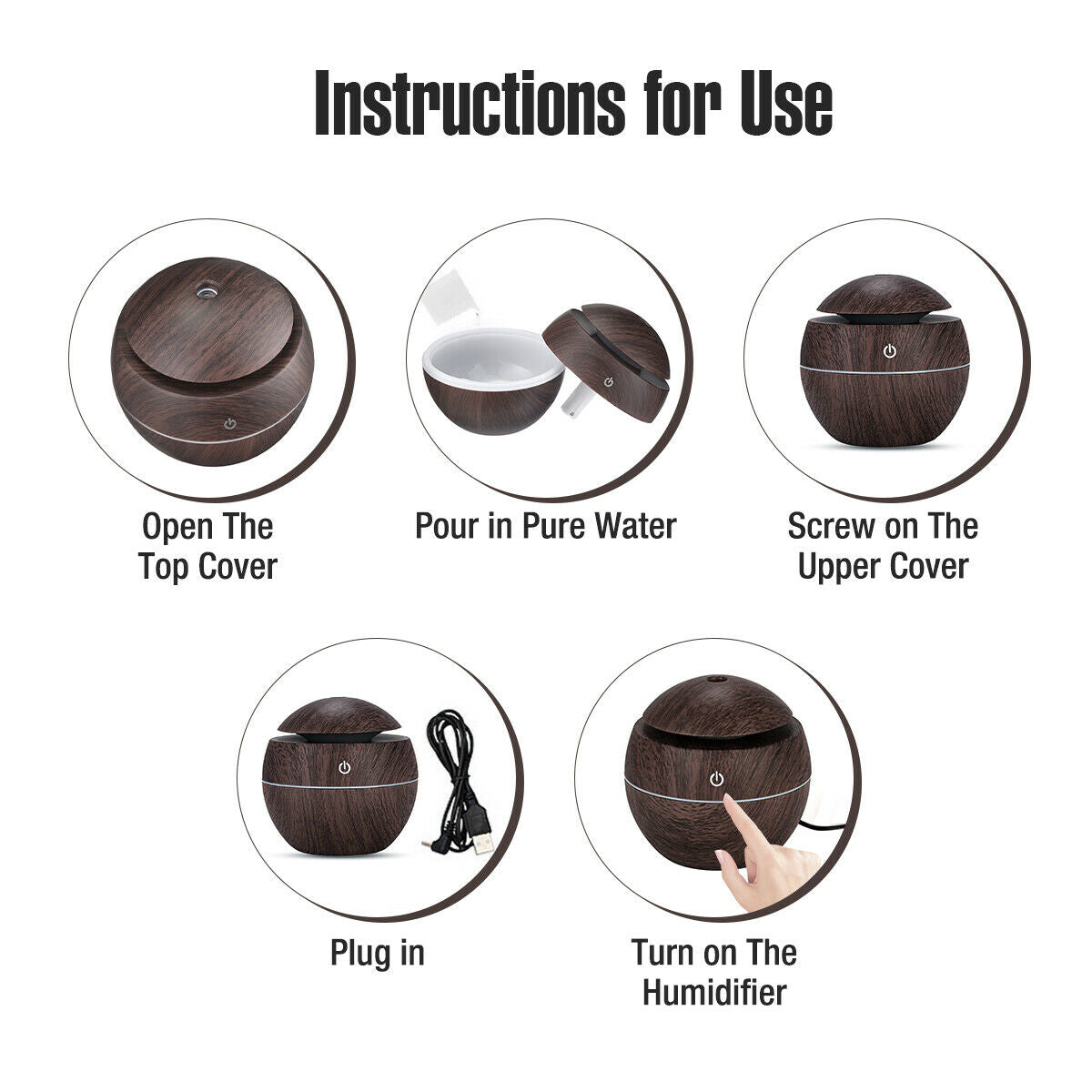 USB Aroma Humidifier Essential Oil Diffuser Ultrasonic Cool Mist Humidifier Air Humificador with 7 Color Change Air Humidifier Aroma Diffuser Essential Oil Humidifier Mist Maker Aromatherapy Wood