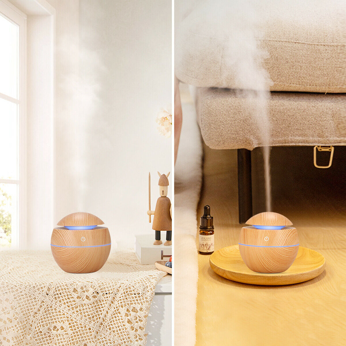 USB Aroma Humidifier Essential Oil Diffuser Ultrasonic Cool Mist Humidifier Air Humificador with 7 Color Change Air Humidifier Aroma Diffuser Essential Oil Humidifier Mist Maker Aromatherapy Wood