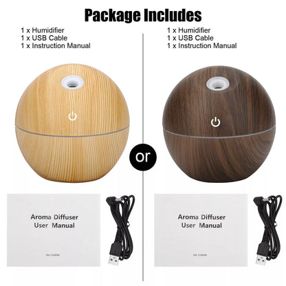 USB Aroma Humidifier Essential Oil Diffuser Ultrasonic Cool Mist Humidifier Air Humificador with 7 Color Change Air Humidifier Aroma Diffuser Essential Oil Humidifier Mist Maker Aromatherapy Wood