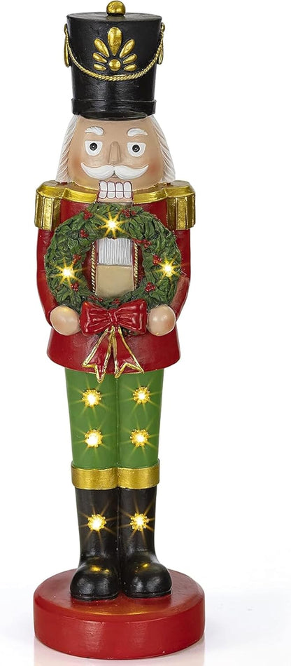 Christmas Snowman Decor Christmas Figurines Resin Snowman Lighted Decorations Indoor Christmas Nutcracker LED Holiday Light up Snowman Indoor Festive Fiber Optic Decorations